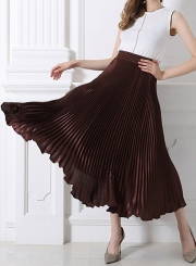 Women's Fashion High Elastic Waist Pleated Maxi Dress