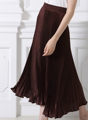 Women's Fashion High Elastic Waist Pleated Maxi Dress