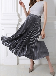 Women's Fashion High Elastic Waist Pleated Maxi Dress