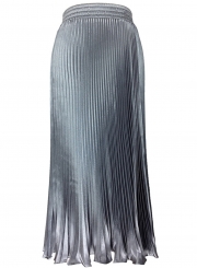 Women's Fashion High Elastic Waist Pleated Maxi Dress