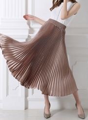 Women's Fashion High Elastic Waist Pleated Maxi Dress