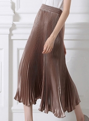 Women's Fashion High Elastic Waist Pleated Maxi Dress