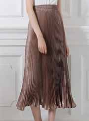 Women's Fashion High Elastic Waist Pleated Maxi Dress