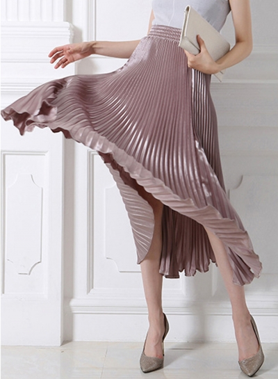 Women's Fashion High Elastic Waist Pleated Maxi Dress YOYOTSHOP.com