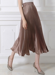 Women's Fashion High Elastic Waist Pleated Maxi Dress