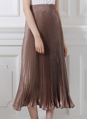 Women's Fashion High Elastic Waist Pleated Maxi Dress