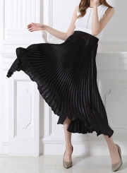 Women's Fashion High Elastic Waist Pleated Maxi Dress