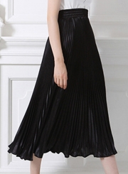 Women's Fashion High Elastic Waist Pleated Maxi Dress