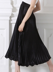 Women's Fashion High Elastic Waist Pleated Maxi Dress