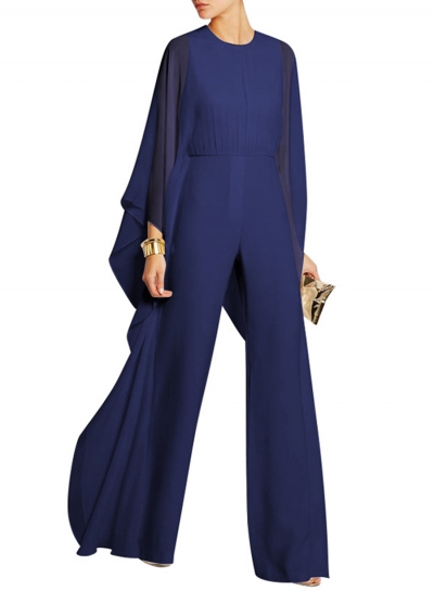 Women's Fashion Solid Batwing Sleeve Wide Leg Jumpsuit zecalaba.com