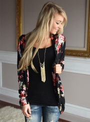 Women's Fashion Long Sleeve Floral Open front Cardigan