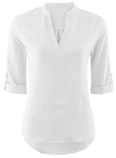 Women's Fashion Solid V Neck 3/4 Sleeve Pullover Blouse lonhooker.com