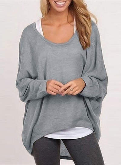 Women's Fashion Batwing Sleeve Loose Fit Solid Knit Sweater zecalaba.com