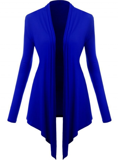 Women's Long Sleeve Open front Irregular Knit Cardigan zecalaba.com