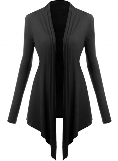 Women's Long Sleeve Open front Irregular Knit Cardigan zecalaba.com