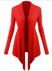 Women's Long Sleeve Open front Irregular Knit Cardigan