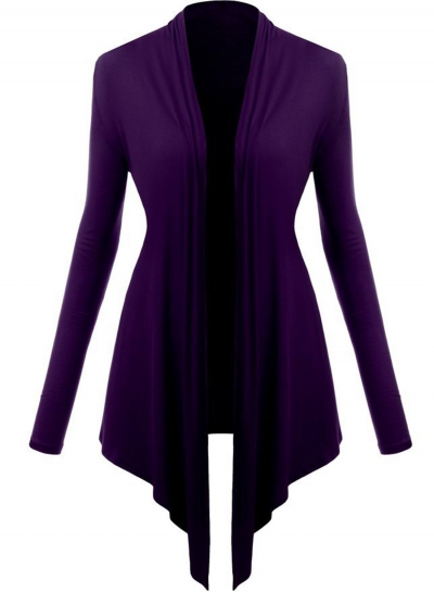 Women's Long Sleeve Open front Irregular Knit Cardigan zecalaba.com