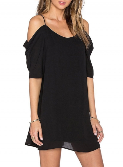 Women's Spaghetti Strap off Shoulder Short Sleeve MiniDress lonhooker.com