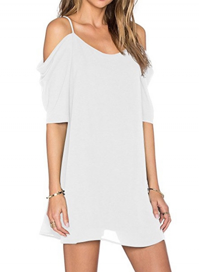 Women's Spaghetti Strap off Shoulder Short Sleeve MiniDress lonhooker.com