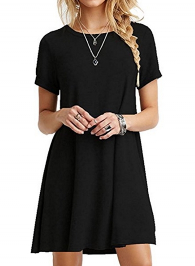 Women's Fashion Solid Long Sleeve Pleated Mini Dress zecalaba.com