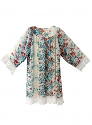 Women's Open front Floral Lace Kimono