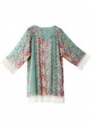 Women's Open front Floral Lace Kimono