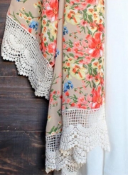 Women's Open front Floral Lace Kimono