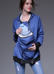 Women‘’s Maternity Kangaroo Long Sleeve Solid Hoodies