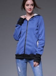 Women‘’s Maternity Kangaroo Long Sleeve Solid Hoodies