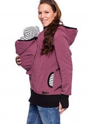 Women‘’s Maternity Kangaroo Long Sleeve Solid Hoodies