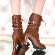 Women's Block Heels Side Zipper Boots with Rivet