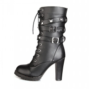 Women's Block Heels Side Zipper Boots with Rivet