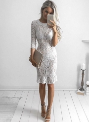 Women's Half Sleeve Lace Bodycon Club Dress