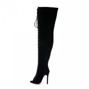 Women's Peep Toe Lace up High Heels Over-the-knee Boots