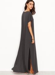 Women's Fashion Loose Fit Maxi Tee Dress with Pocket