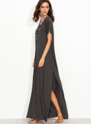 Women's Fashion Loose Fit Maxi Tee Dress with Pocket