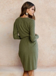 Long Sleeve Irregular Dress with Belt