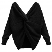 Fashion V Neck Back knot Loose Fit Sweater