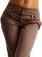 Fashion Mid Waist Solid Color Pants