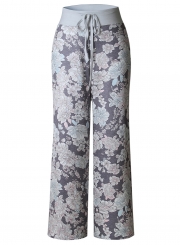 Loose Fit Drawstring Waist Floral Print Pants