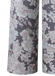 Loose Fit Drawstring Waist Floral Print Pants