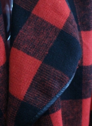 Open Front Turn-down Collar Plaid Coat