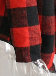 Open Front Turn-down Collar Plaid Coat