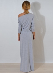 One Shoulder Maxi Dress with Belt