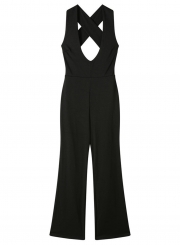 V Neck Backless Sleeveless Wide Leg Jumpsuit