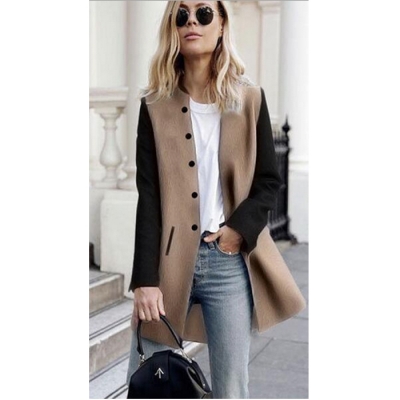 Single Breasted Color Block Coat