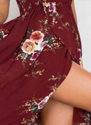 Boho Floral Off Shoulder Split Maxi Dress