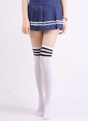 Three Stripes Over Knee High Stockings