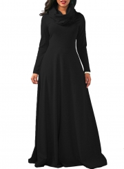 Cowl Neck Long Sleeve Loose Maxi Dress