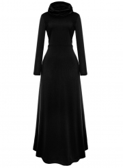 Cowl Neck Long Sleeve Loose Maxi Dress